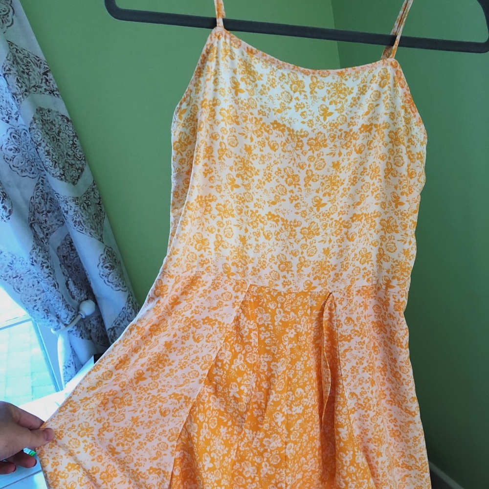 Floral Yellow Romper with Beautiful, Flowy Train